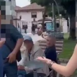 Kastamonu'da sokak ortasında yaşlı adam ve genç kadın kavgası