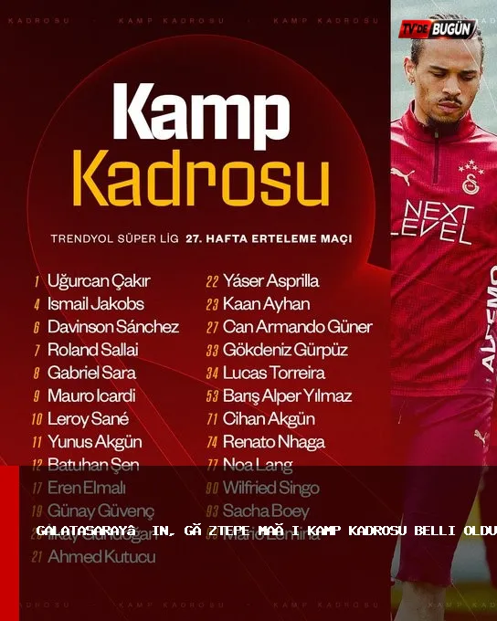 Galatasaray Göztepe maçı kamp kadrosu belli oldu: İşte liste 4 Galatasaray Göztepe maçı kamp kadrosu belli oldu: İşte liste