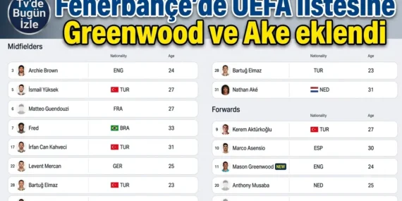Fenerbahçe’de UEFA listesine Greenwood ve Ake eklendi