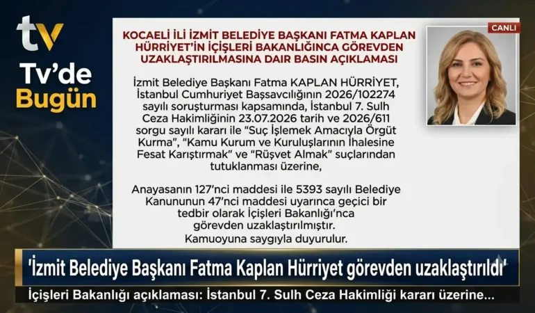 İzmit Belediye Başkanı Fatma Kaplan Hürriyet görevden uzaklaştırıldı