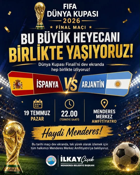 Menderes'te Dünya Kupası Heyecanı: Dev Final Dev Ekranla Amfitiyatro'da!